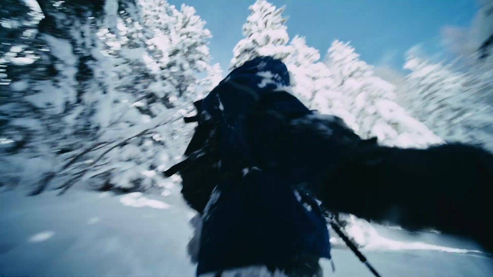 Richard Permin skiing a snowy forest in Odysseus