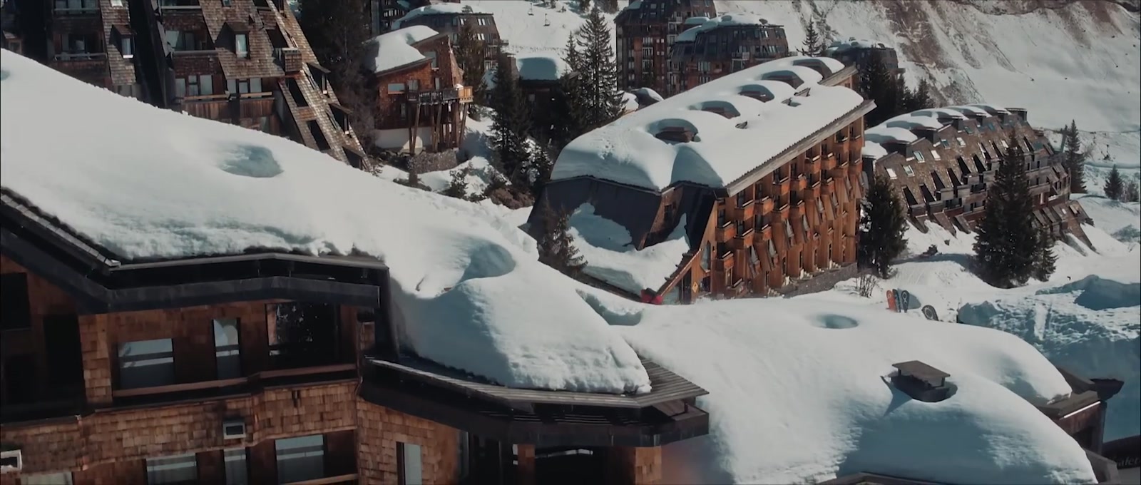 Aerial of the Avoriaz rooftops