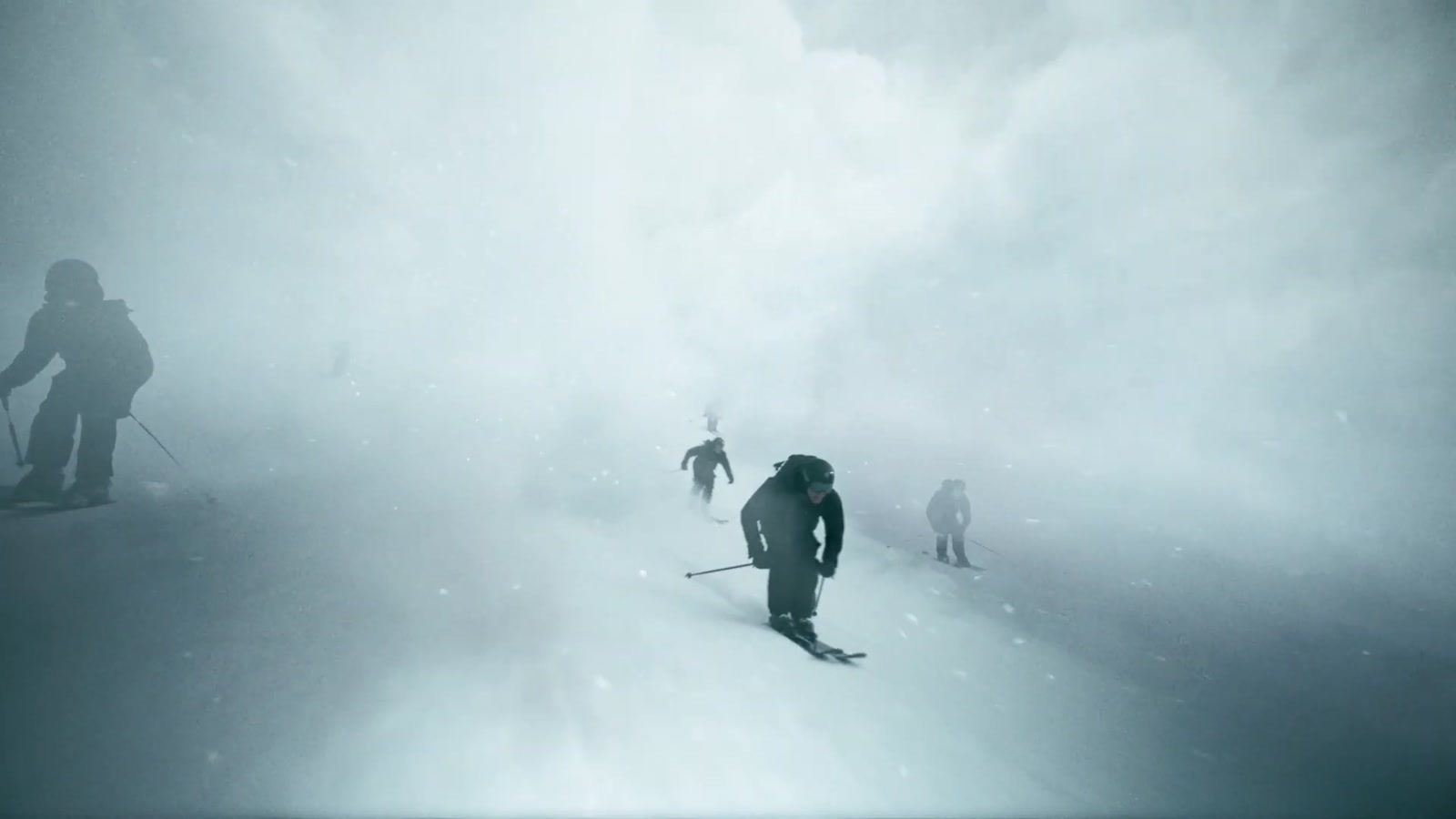 Richard Permin skiing a powder slope in the Moncler Grenoble film